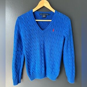 Ralph Lauren Sport Royal Blue V-neck Sweater Size Medium